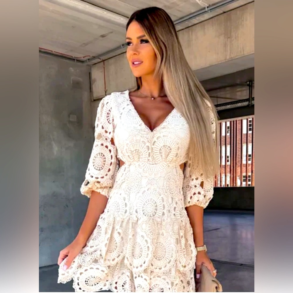 White lace mini dress